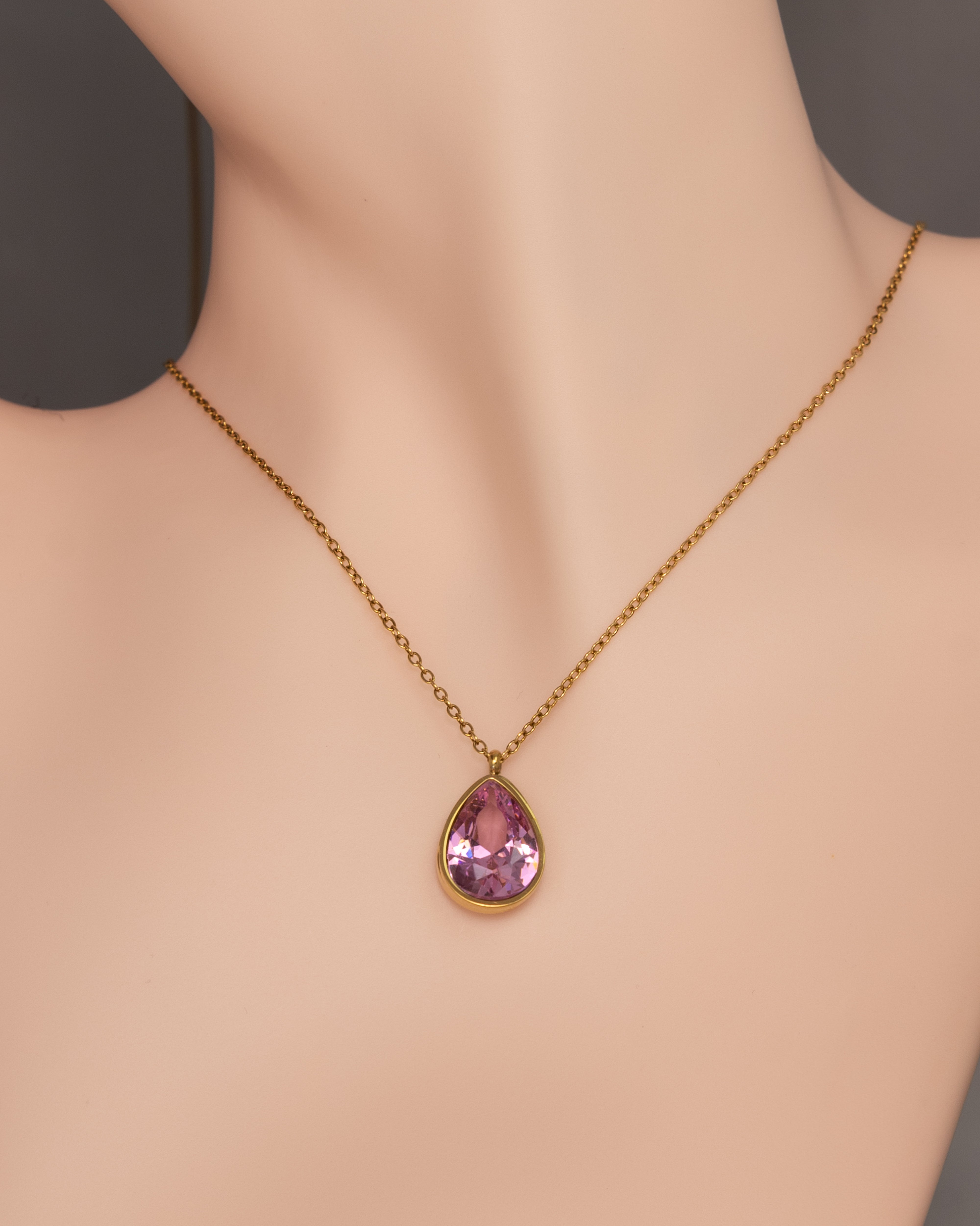 Radiant Teardrop Gem- Halskette-Pink - Glanzor