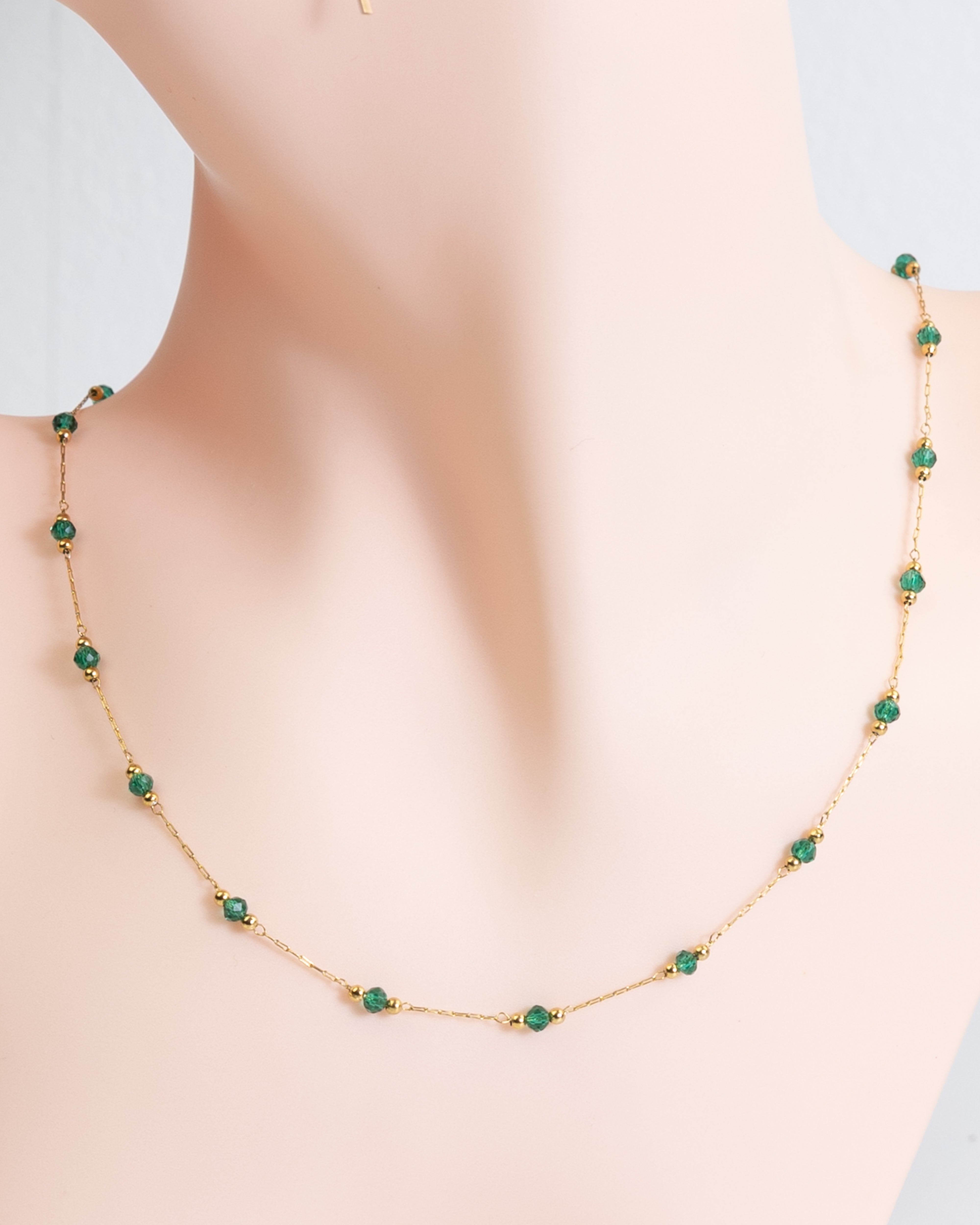 Verdant Sparkle Beaded Chain-Halskette