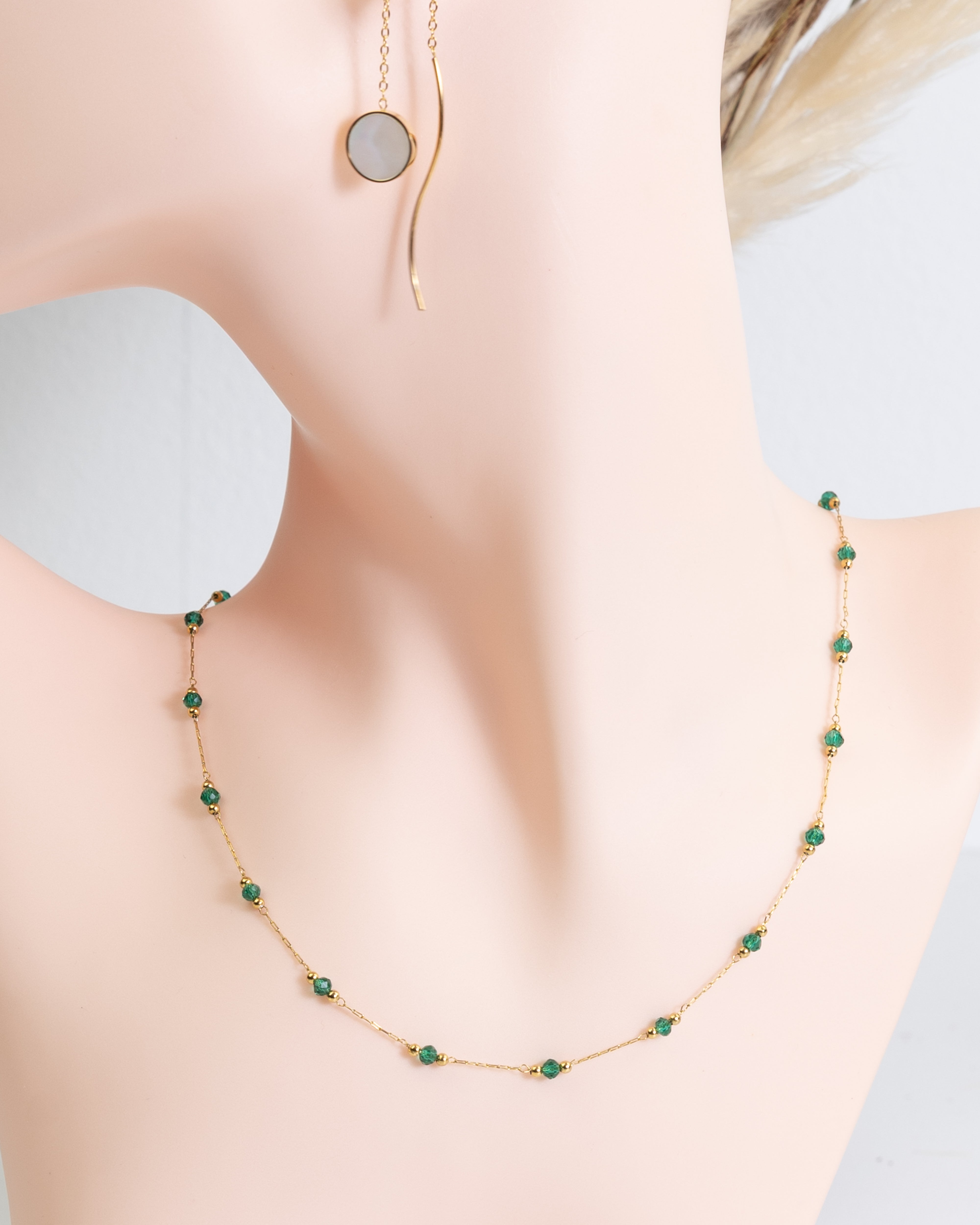 Verdant Sparkle Beaded Chain-Halskette