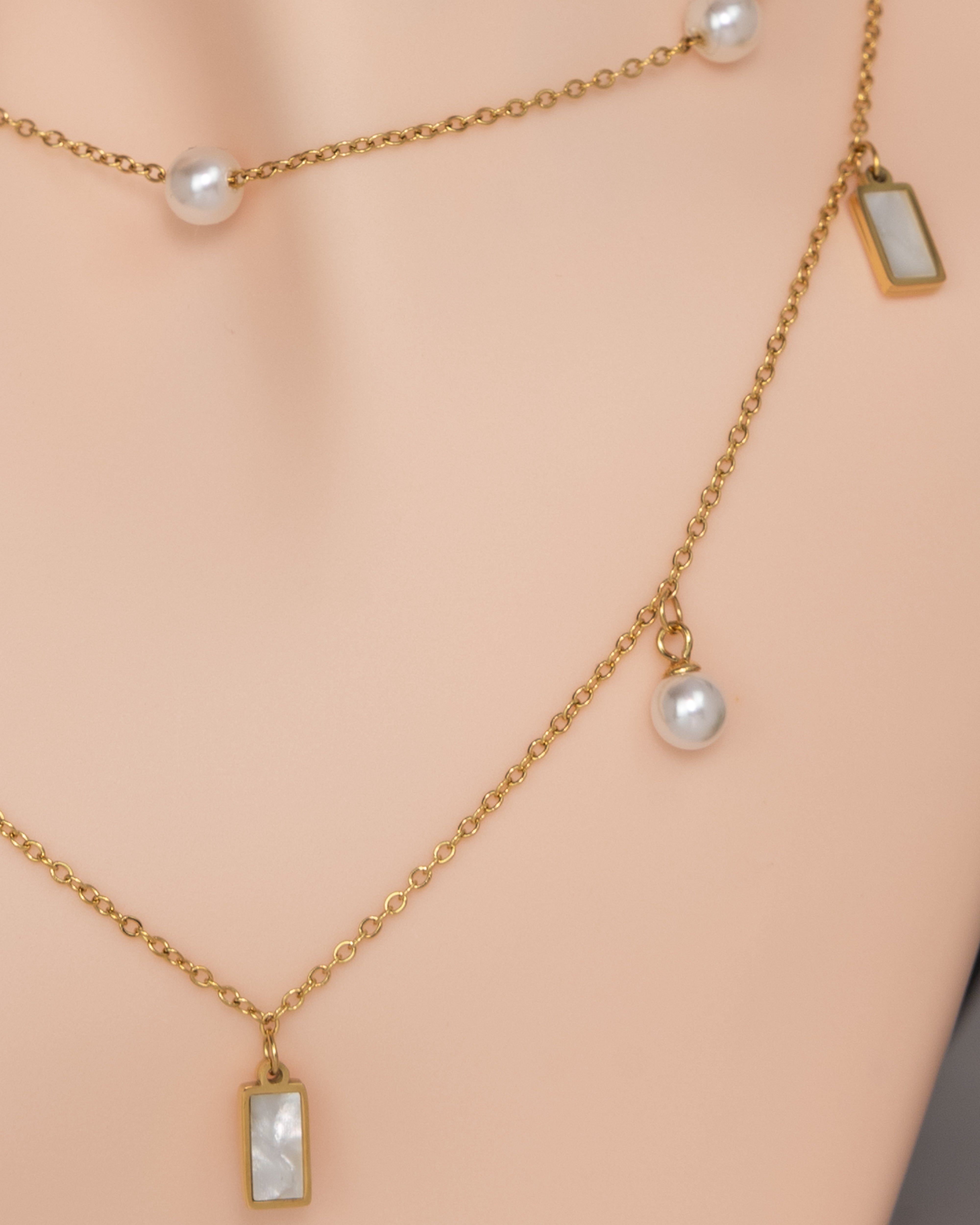 Iridescent Pearl&Shell Cascade-Halskette - Glanzor