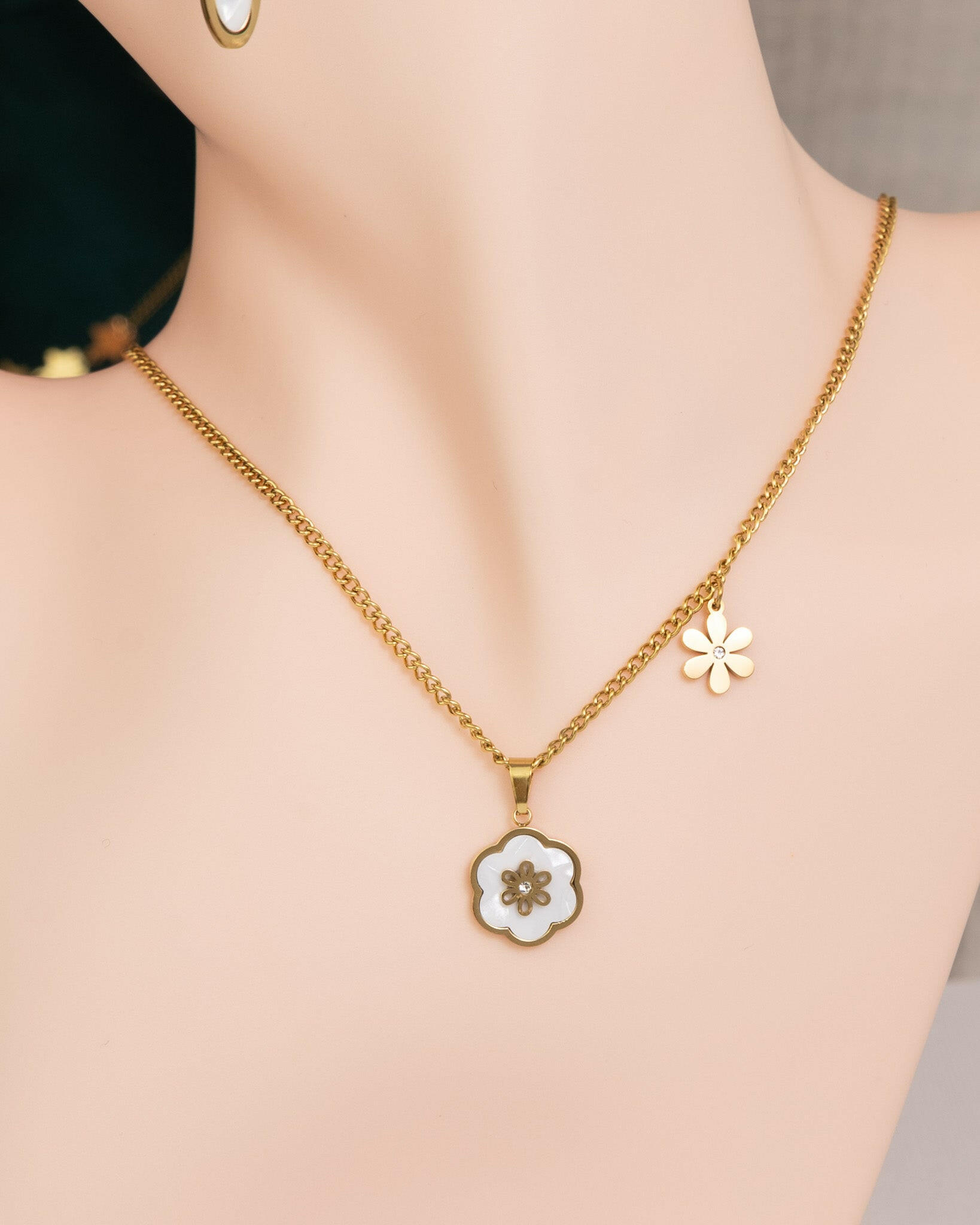 Blossoming Delight Dual Pendant-Halskette - Glanzor