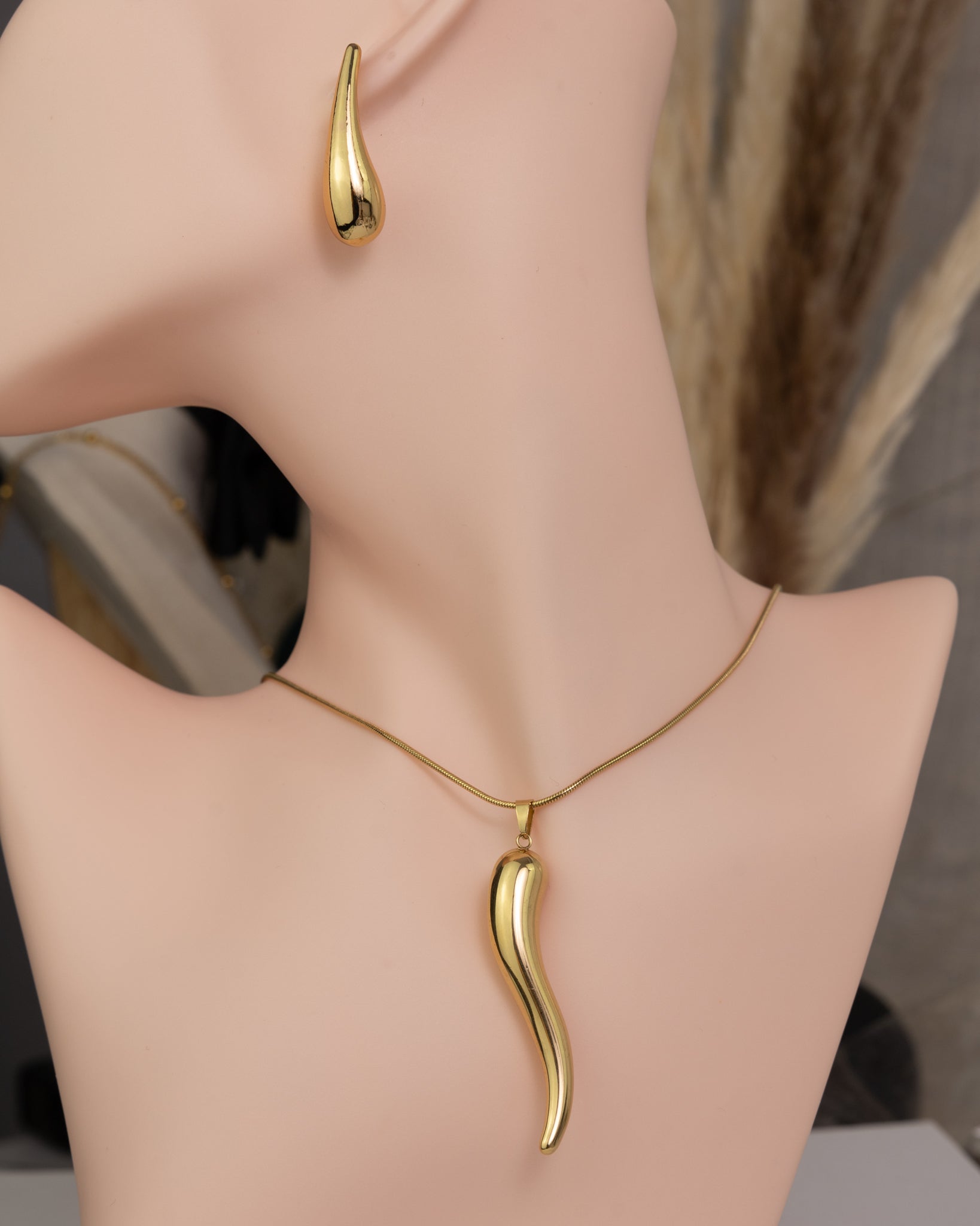 Golden Cornicello Charm-Halskette - Glanzor