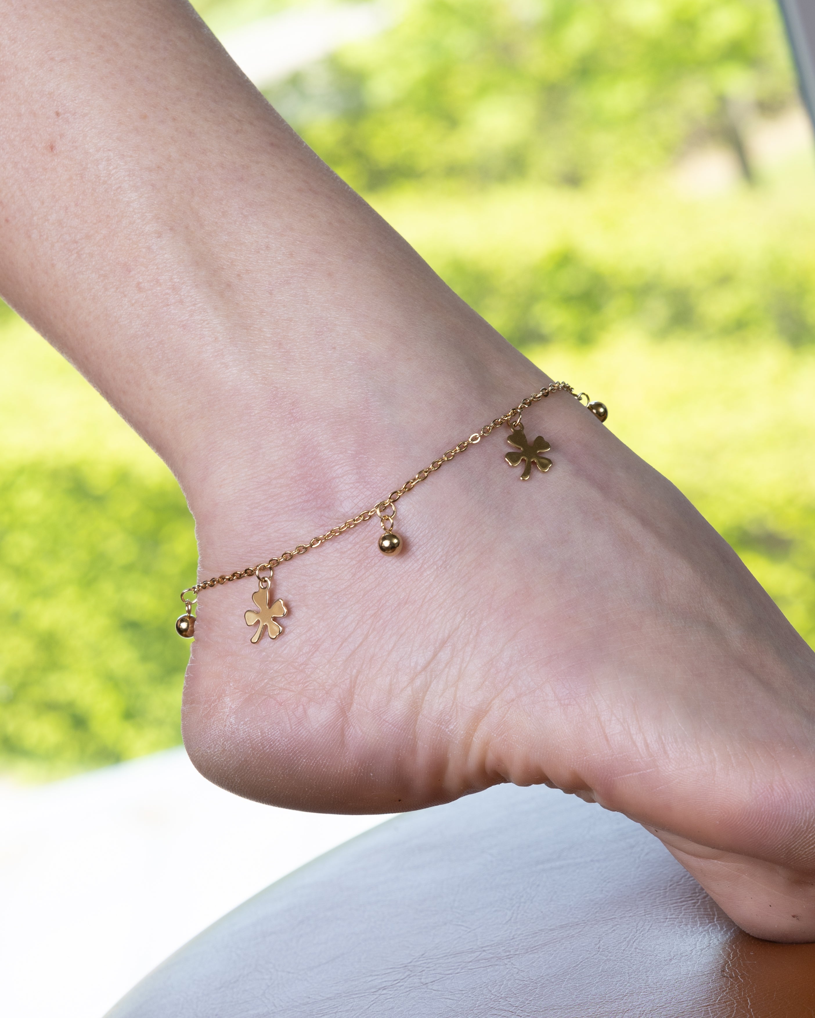 Lucky Clover Charm-Fußkettchen