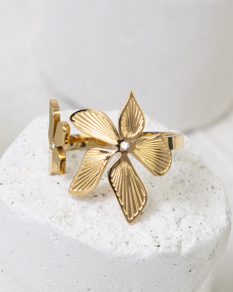Gilded Bloom Duo Petal Ring - Glanzor