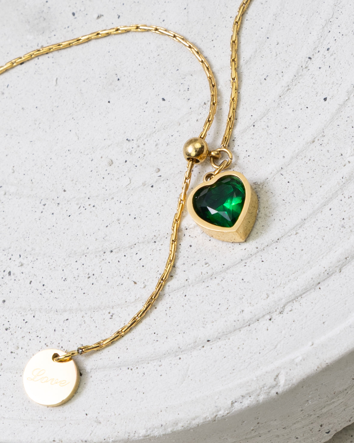 Emerald Heart of Love Lariat- Halskette - Glanzor