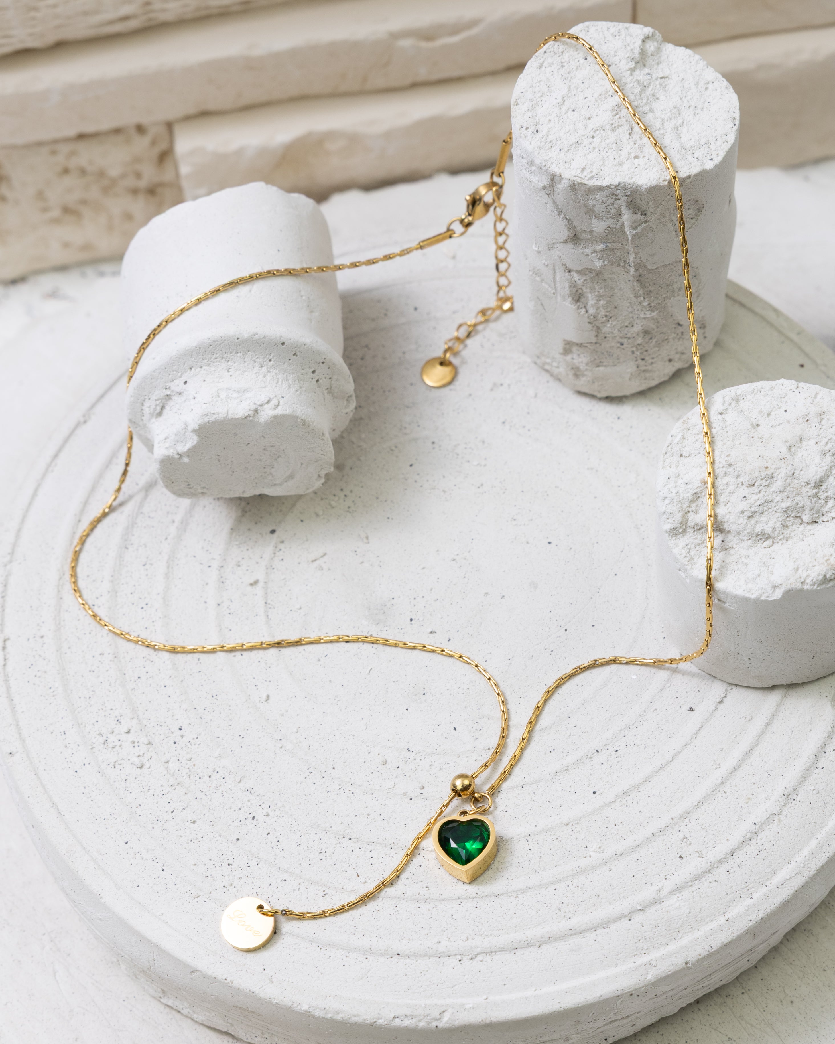 Emerald Heart of Love Lariat- Halskette - Glanzor