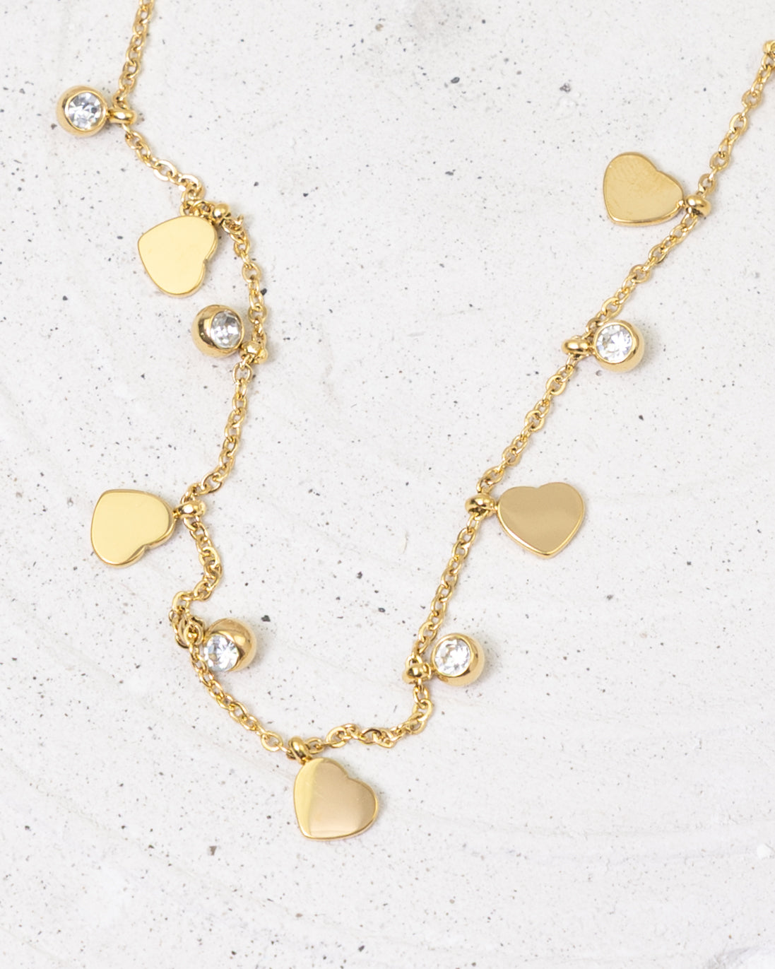 Dangling Hearts & Sparkle Chain Halskette - Glanzor