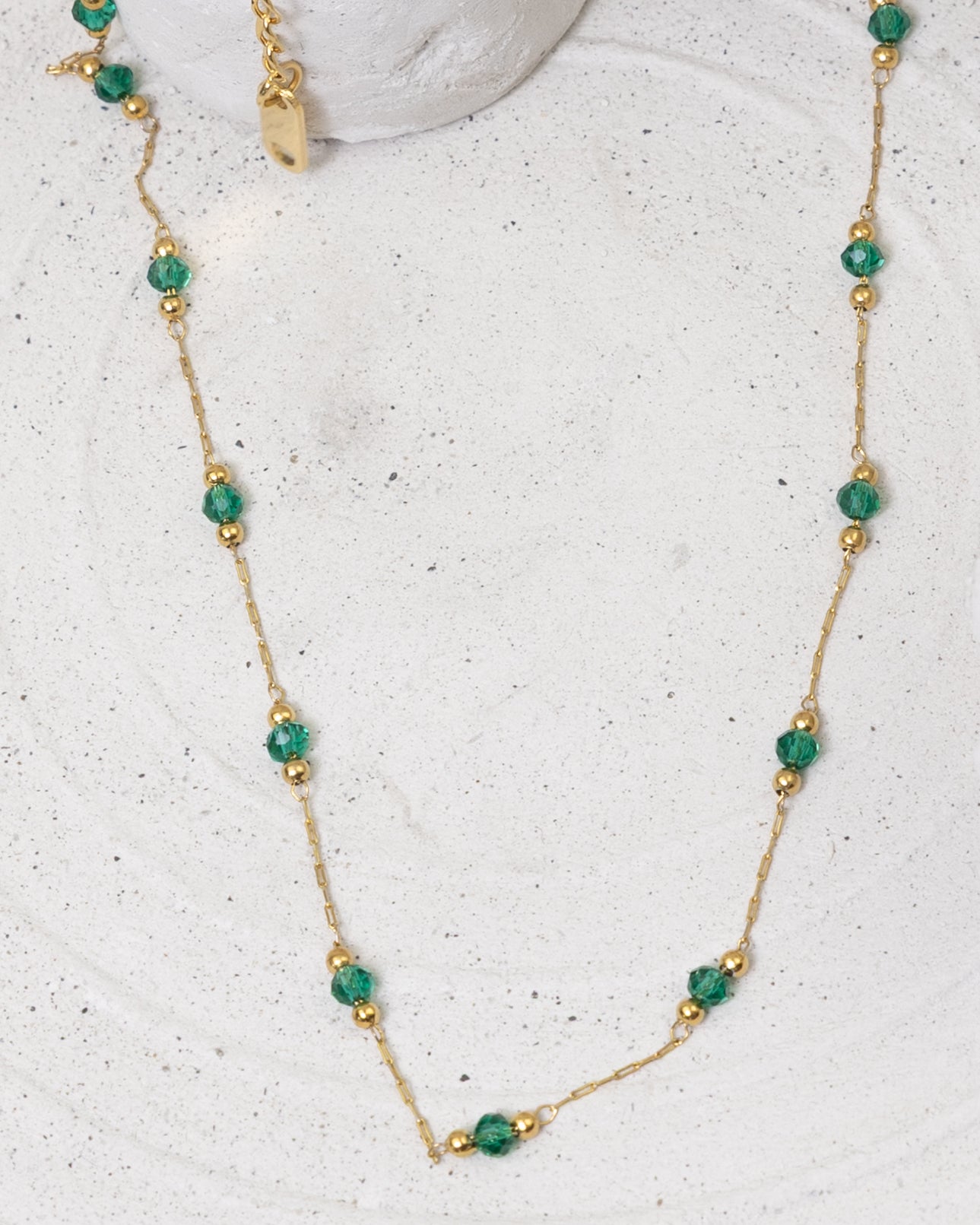Verdant Sparkle Beaded Chain-Halskette