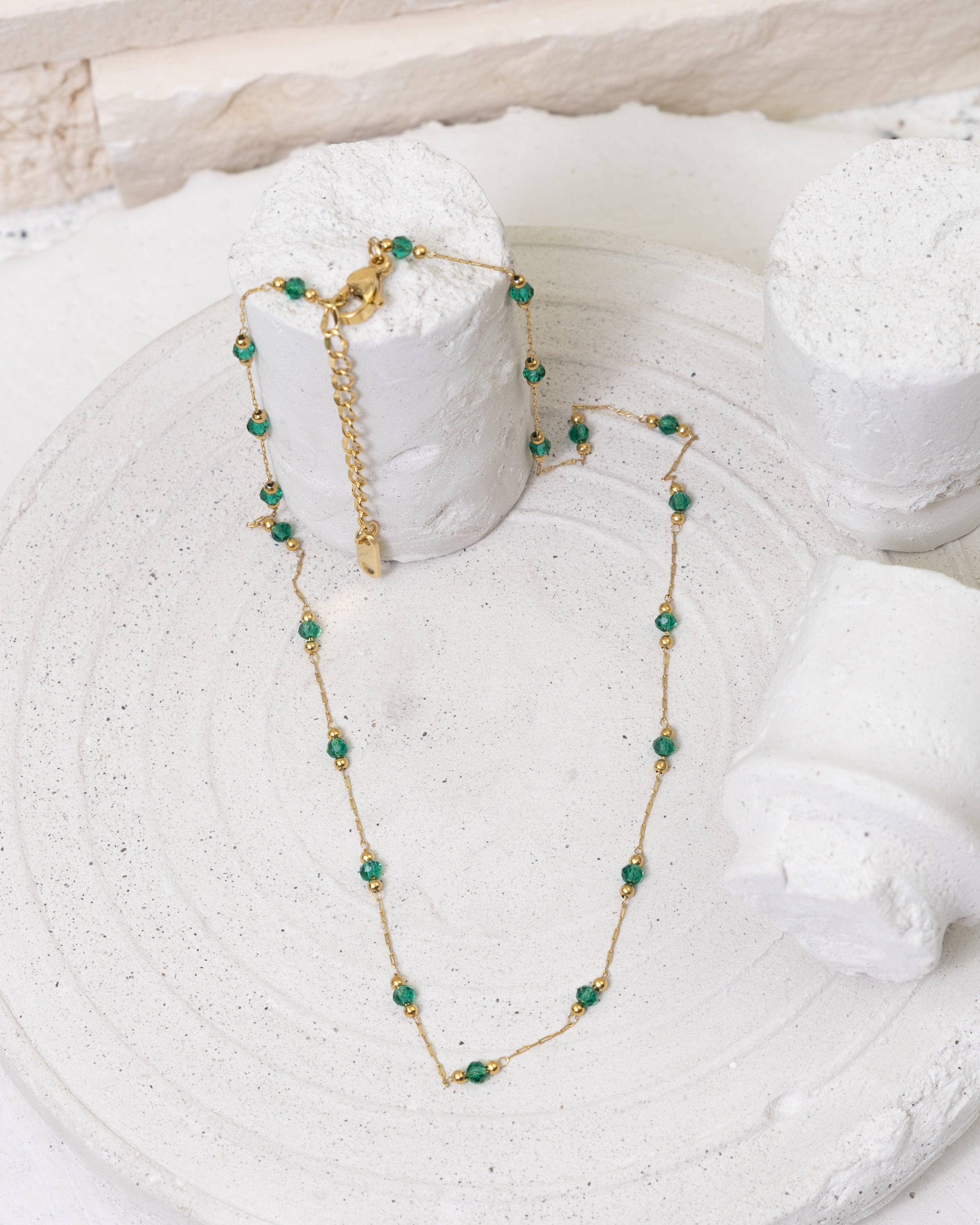 Verdant Sparkle Beaded Chain-Halskette