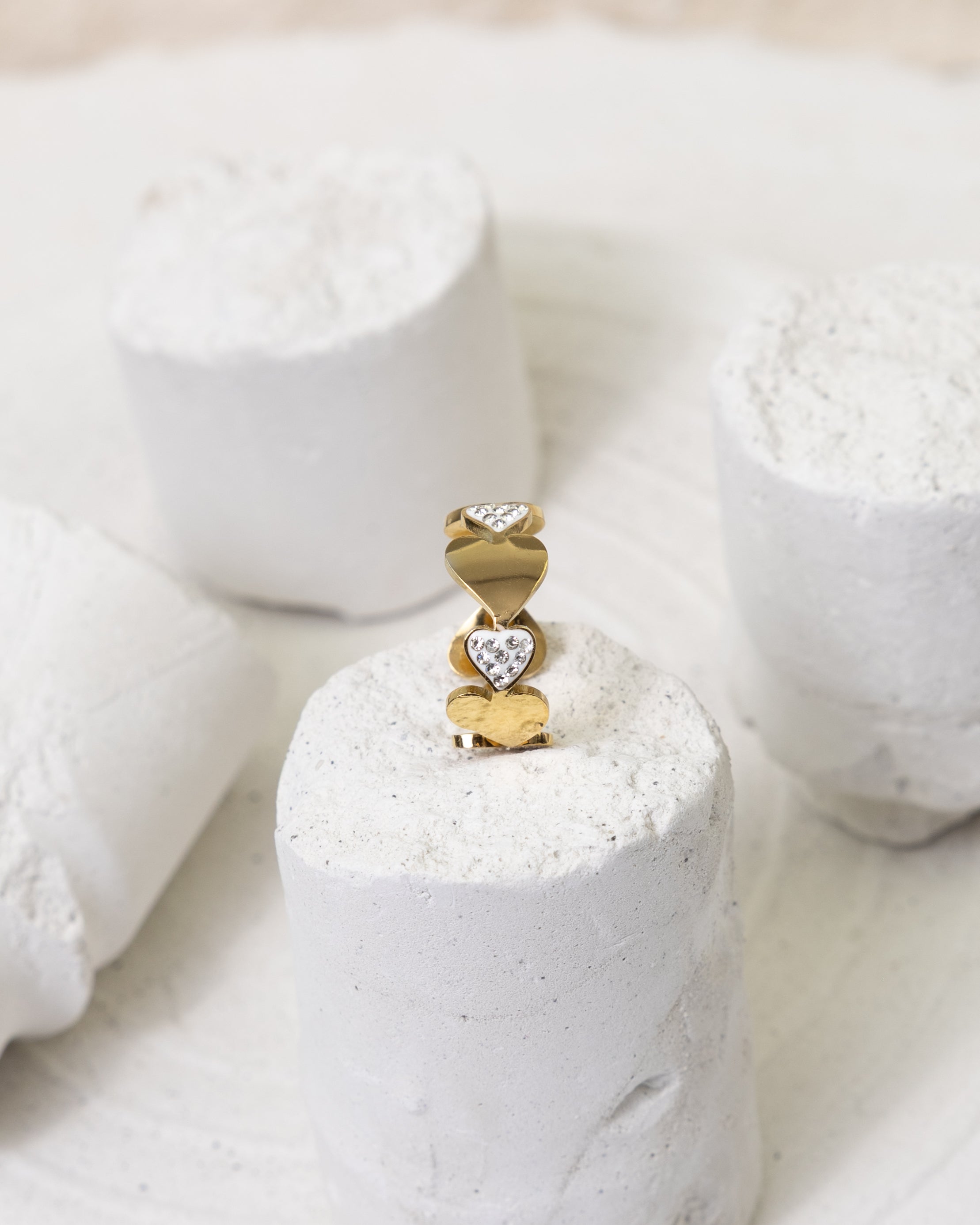 Triple Heart Sparkle Stack Ring - Glanzor
