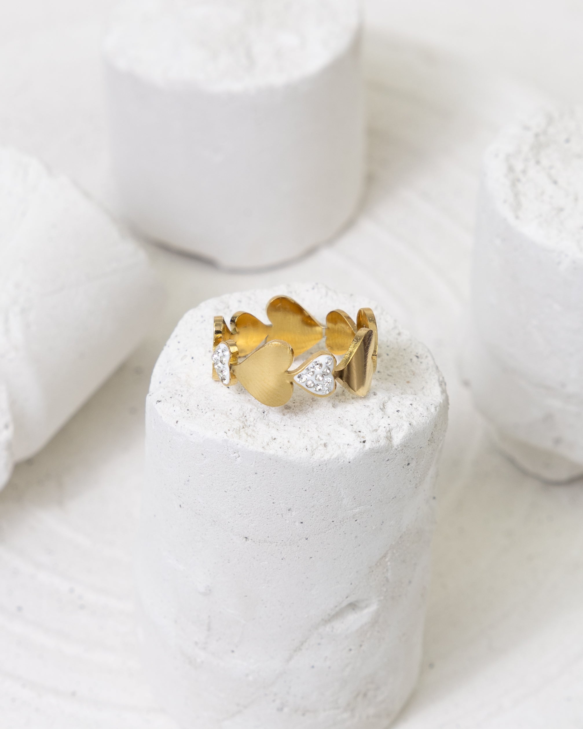 Triple Heart Sparkle Stack Ring - Glanzor