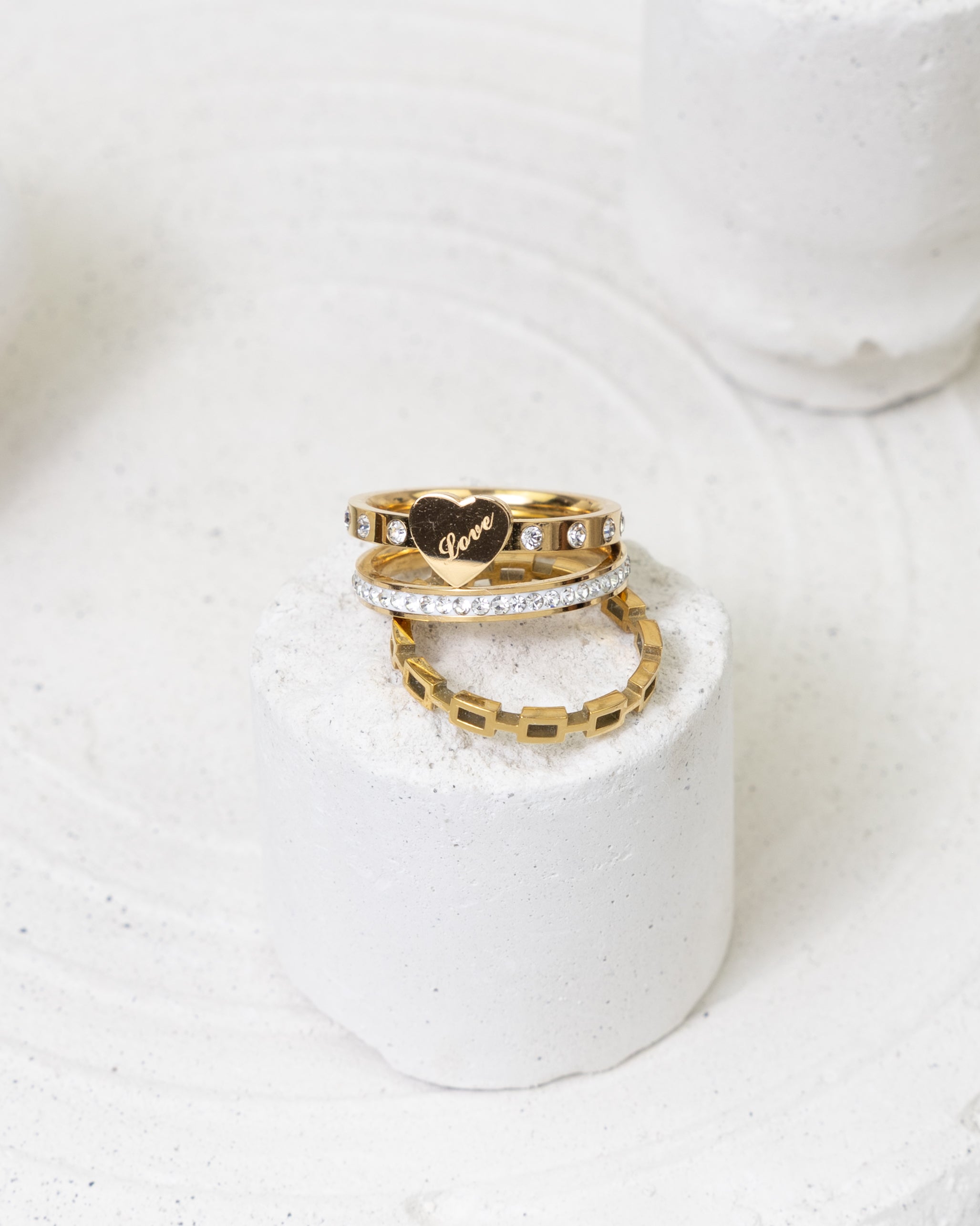 Heartfelt Love Trio Stack Rings