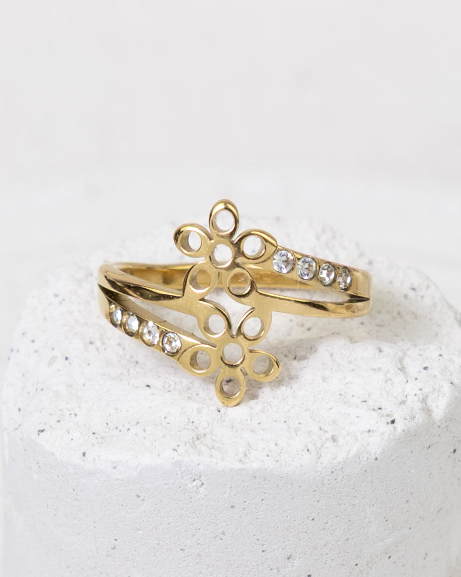 Blooming Petals Crystal Wrap Ring - Glanzor